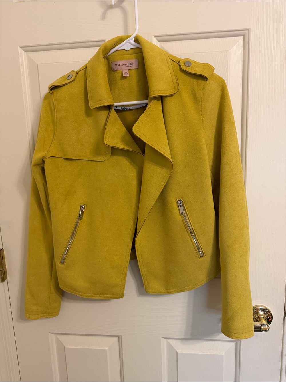 Philosophy Mustard Suede Moto Jacket